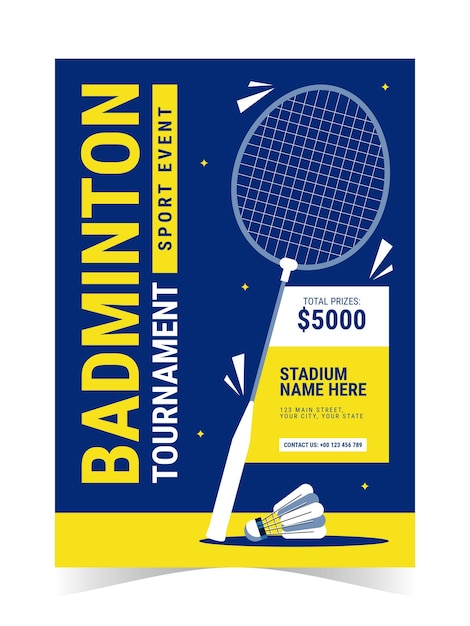 Vector badminton tournament sport poster template