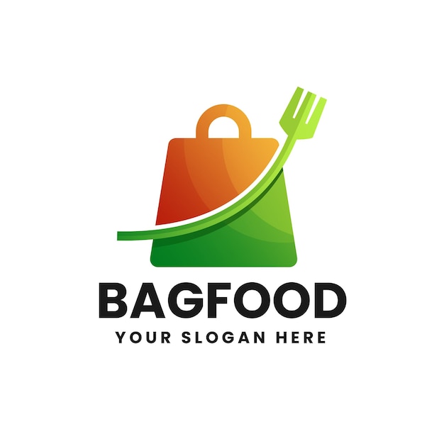 Bag Fork Logo Restaurant shopping bag vector illustration