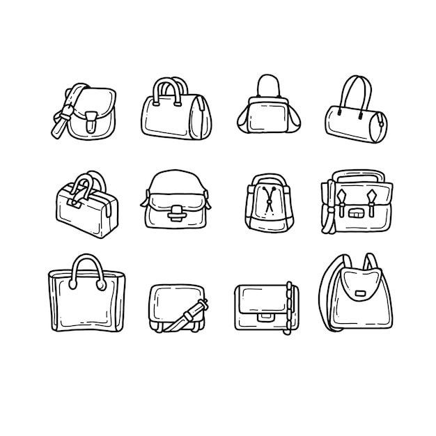 bag handrawn doodle illustrations vector set