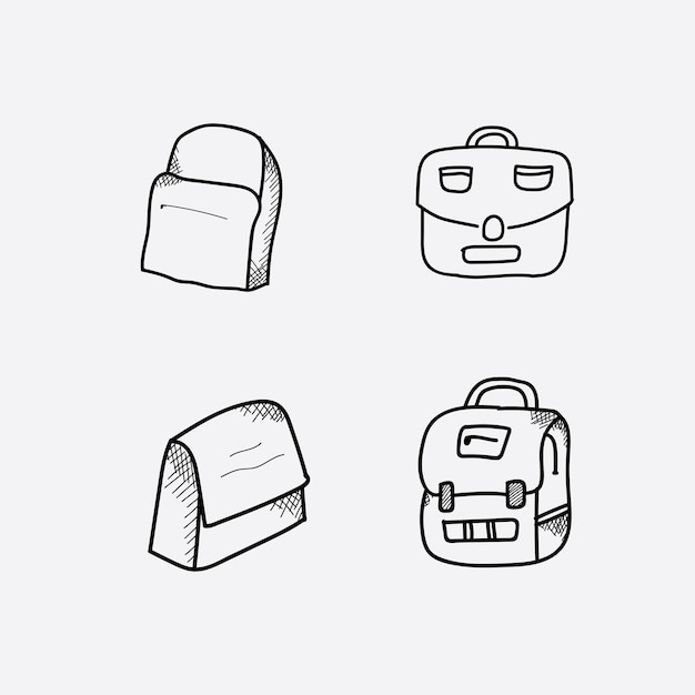 The bag icon design template, with a hand drawn black line style, is suitable for your design needs.