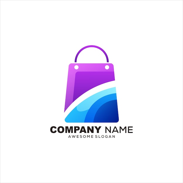 bag shopping water logo colorful vector design