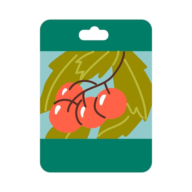 A bag of tomato seeds Germination of seeds Preparations for the garden Gardening equipment Farmers craft Home gardening growing natural and ecological products Flat style in vector illustration