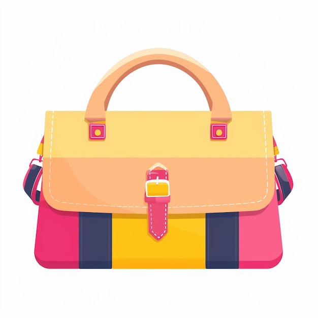 Vector a bag with a pink handle and a yellow strap