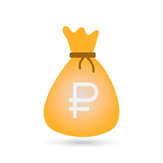 Bag with Ruble money icon Vector illustration