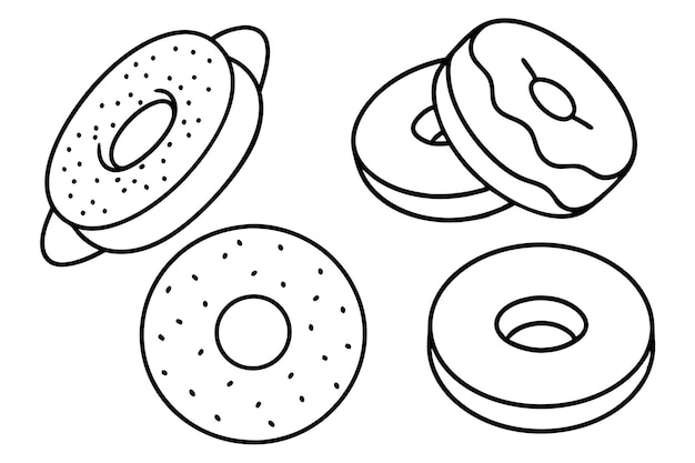 Bagels line art showcasing vibrant bakery appeal