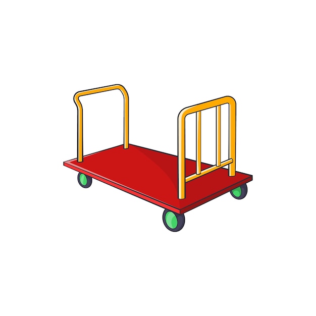 Baggage cart icon in cartoon style on a white background