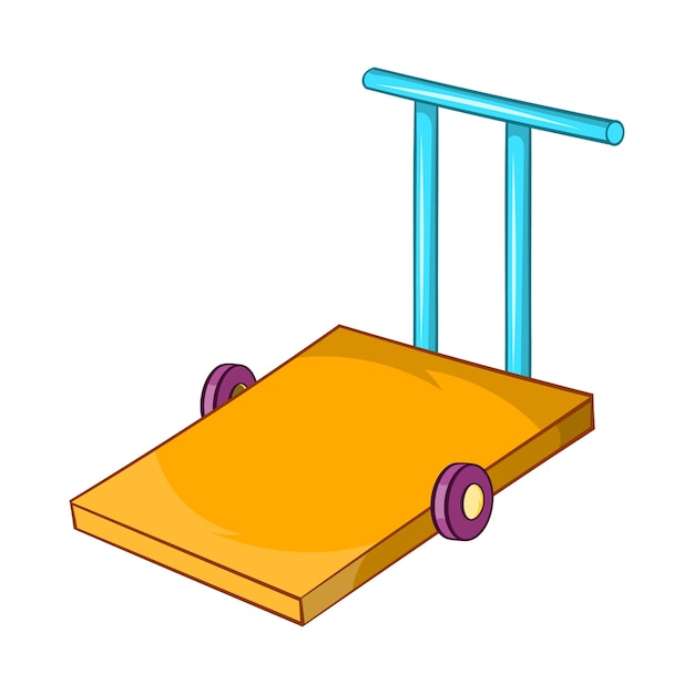 Baggage trolley icon in cartoon style on a white background