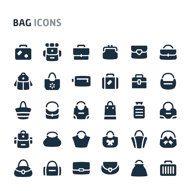 Bags Icon Set. Fillio Black Icon Series.