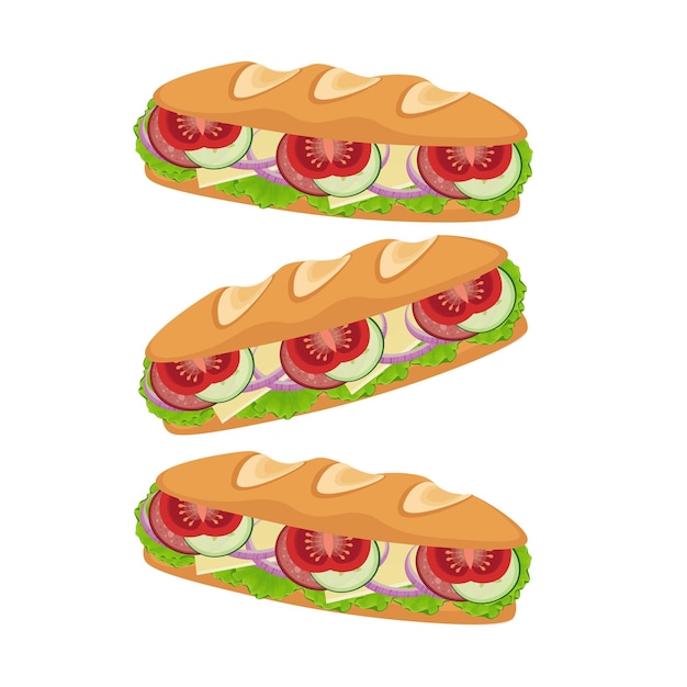 Vector baguette sandwich isolated vector illustration logo