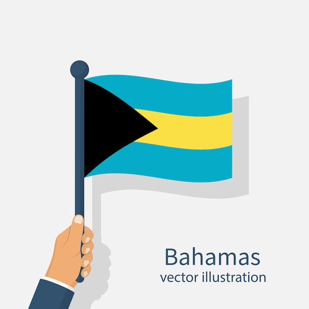 Bahamas flag holding in hand man Independence Day 10th July Vector illustration flat design Isolated on white background Celebration an event of year National symbols