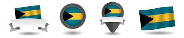 Bahamas flags vector collection pointers banners icon vector state signs illustration isolated