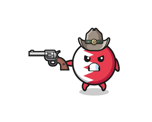 The bahrain flag cowboy shooting with a gun cute design