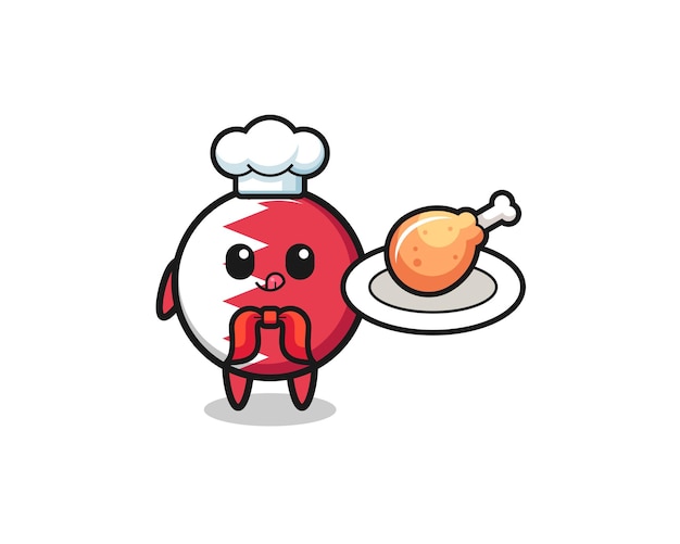 bahrain flag fried chicken chef cartoon character
