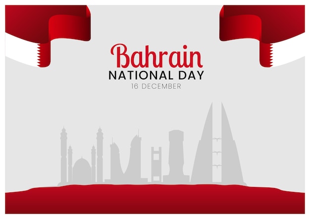 Bahrain National Day Celebration With Landmark And Flag