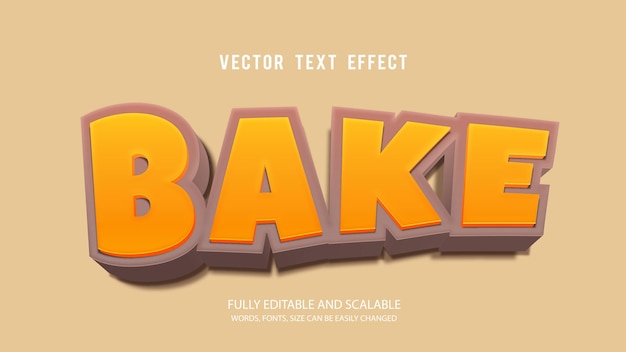 Bake 3d Editable Text Effect Vector Template With Cute Background