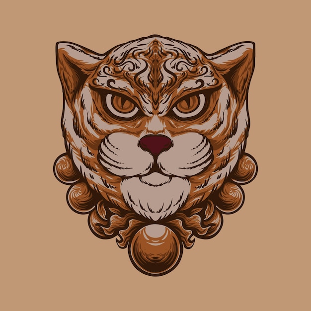 bakeneko head japanese monster design illustration