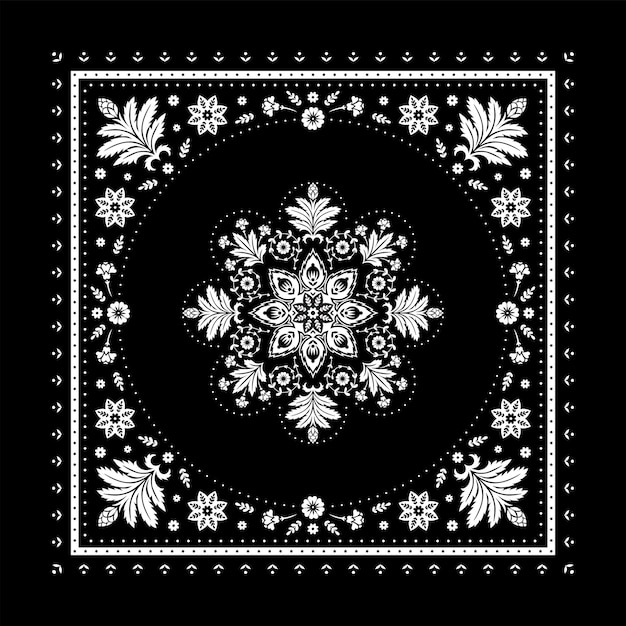 Baker bandana pattern design in black and white