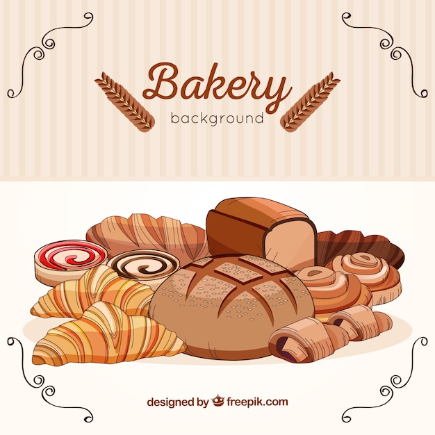 Bakery background in hand drawn style