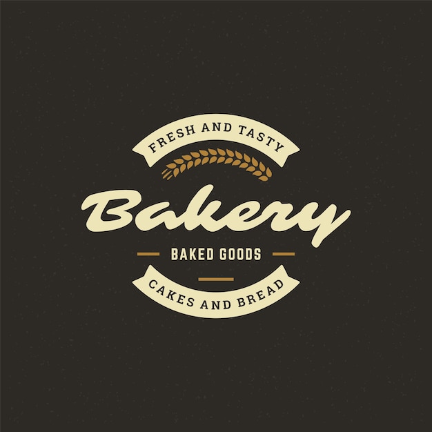 Bakery badge or label retro vector illustration ear wheat silhouette for bakehouse