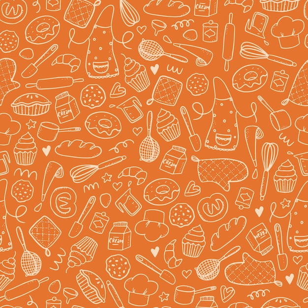 Bakery, cooking seamless pattern