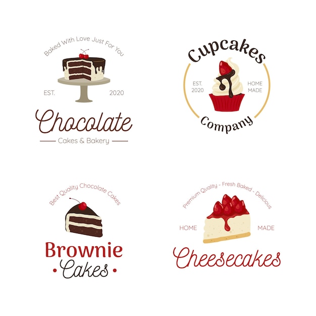 bakery dessert logo set