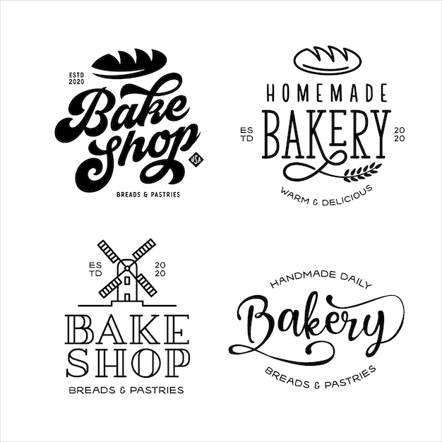 Bakery emblems set Vector vintage illustration