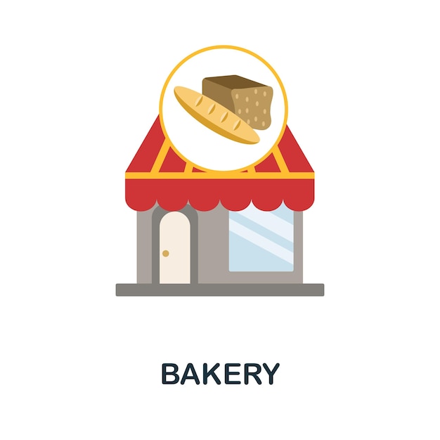 Bakery flat icon Colored sign from small business collection Creative Bakery icon illustration for web design infographics and more