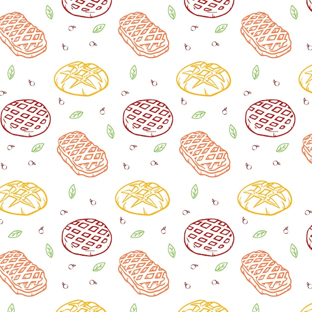 Bakery hand drawn doodle seamless pattern