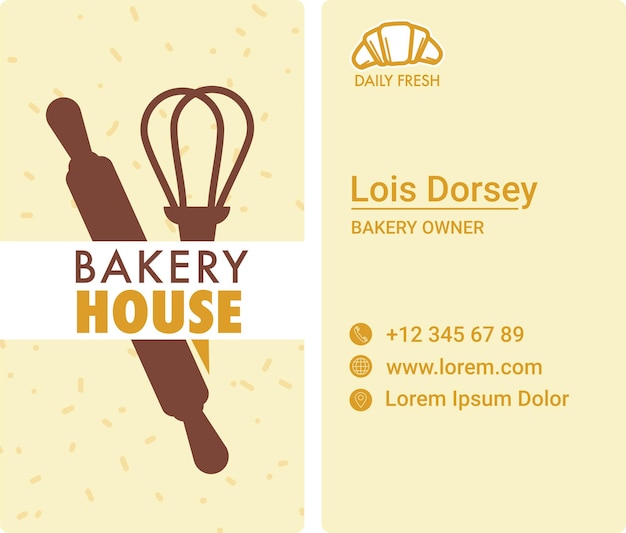 Bakery house business card and contact information