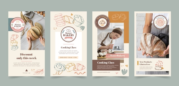 Bakery instagrams stories template set