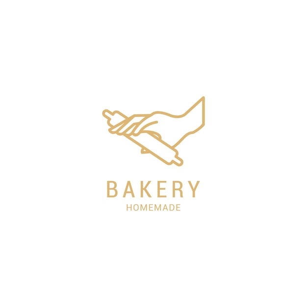 Bakery logo concept with whisk and rolling pin Premium Vector