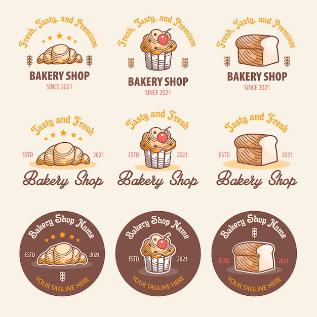 Bakery logo sets with three tipe of bakery