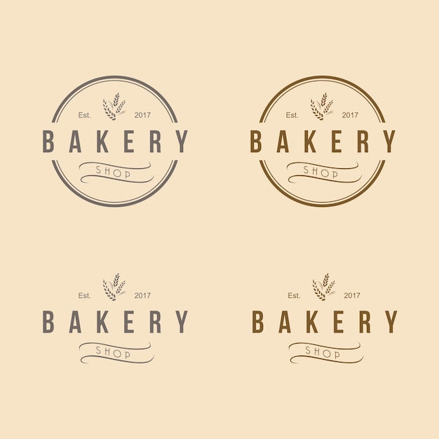 Bakery Logo Vintage Design Vector Illustration Template Icon Set Collection