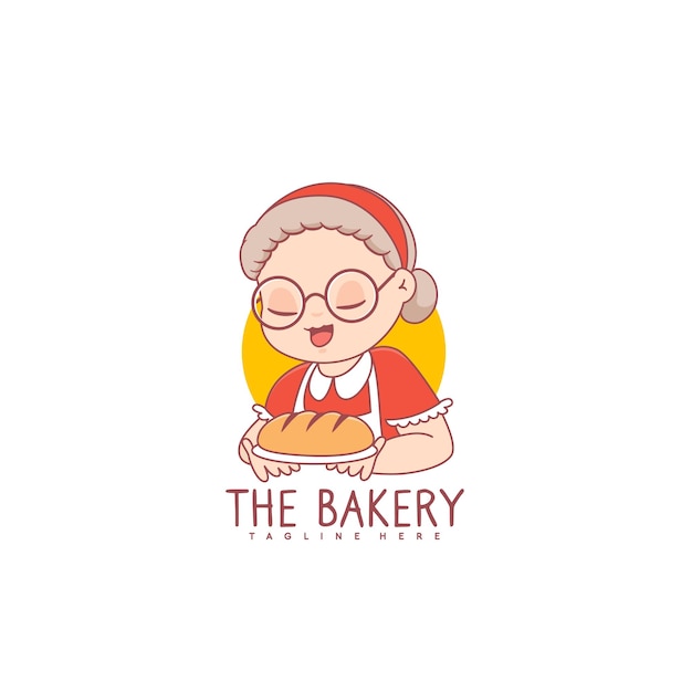 Bakery logo with grandma chef for bakery store logo