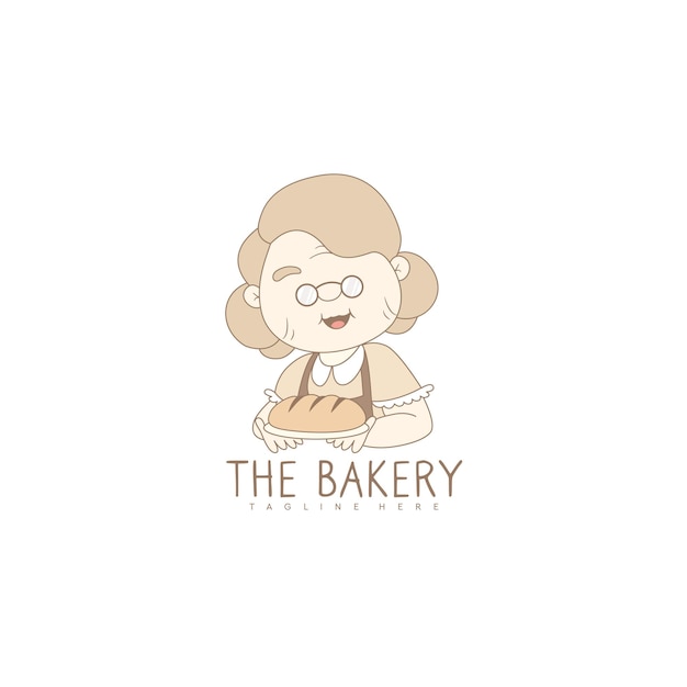 Bakery logo with grandma chef for bakery store logo