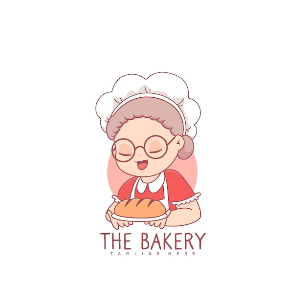 Bakery logo with grandma chef for bakery store logo