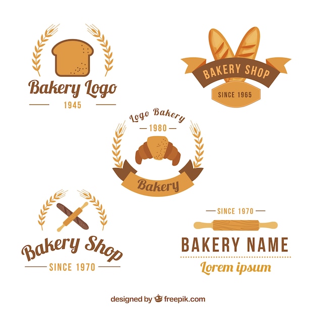 Bakery logos collection in flat style