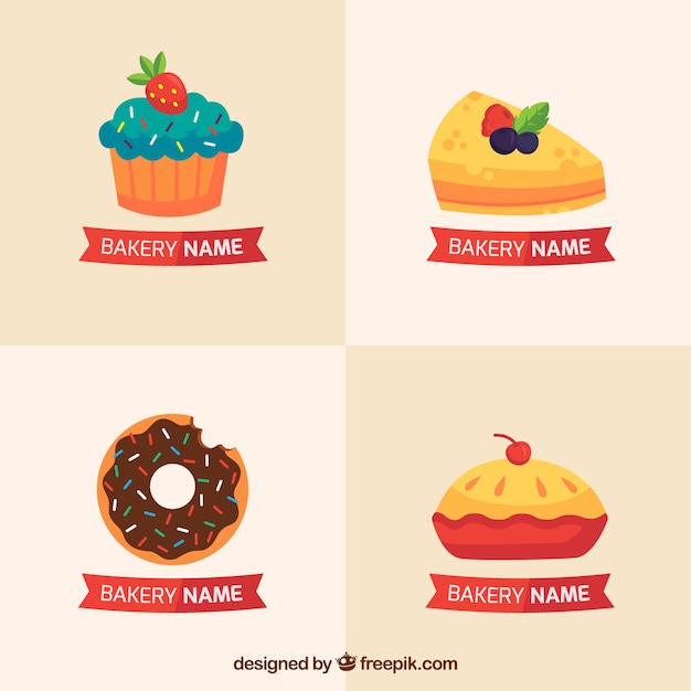 Bakery logos collection in flat style