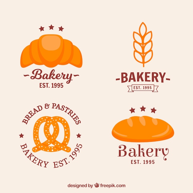 Bakery logos collection in hand drawn style