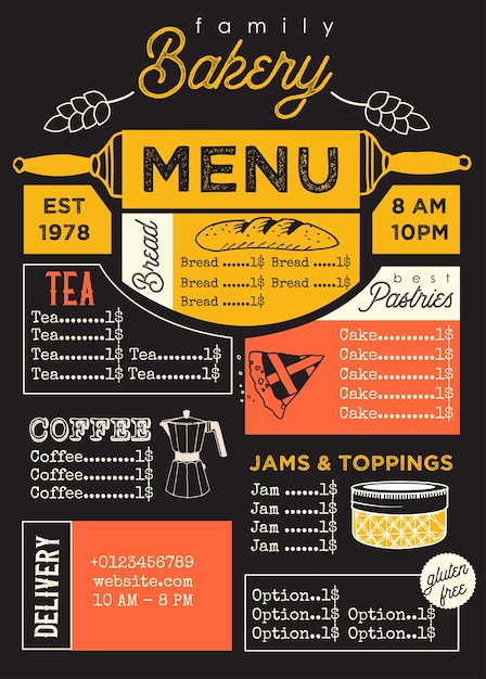 Bakery menu template