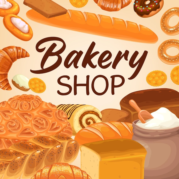 Vector bakery pastry baker shop bread baked food