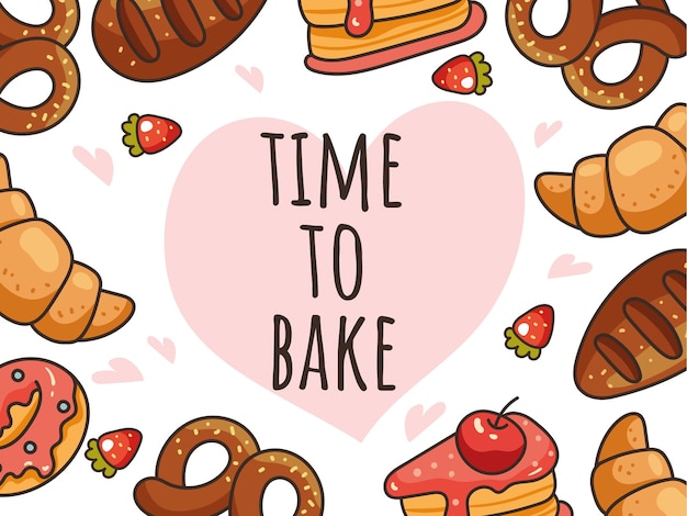 Bakery pastry cookie cake banner poster with text place concept