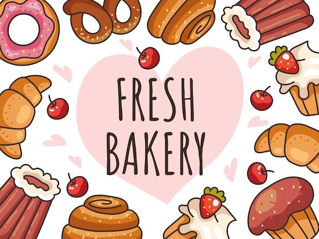 Bakery pastry cookie cake banner poster with text place concept