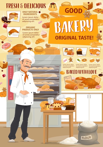 Bakery pastry shop and confectionery vector