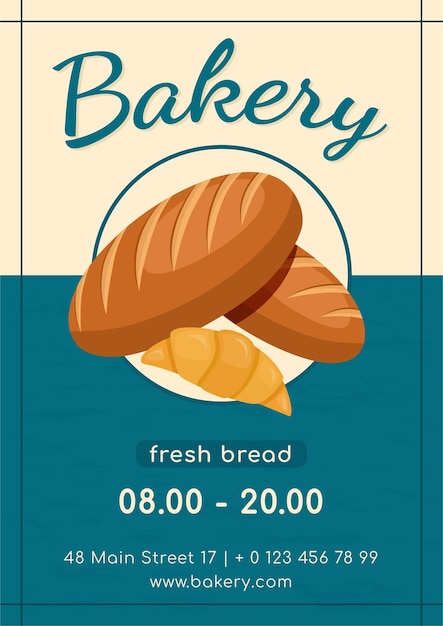 Bakery poster design with bread and bagel vector illustration