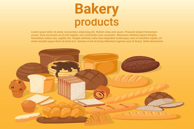 Bakery products Confectionery products Croissants and a French baguette a loaf of bread and