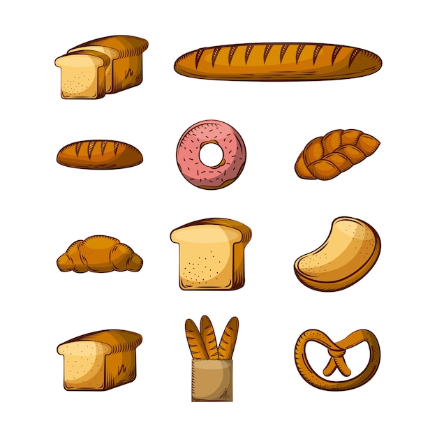 bakery products icon set 