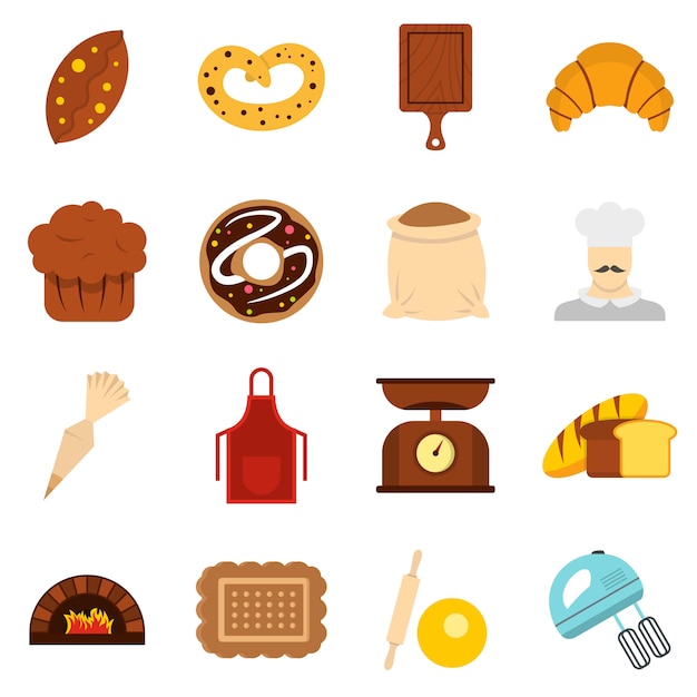 Bakery set flat icons