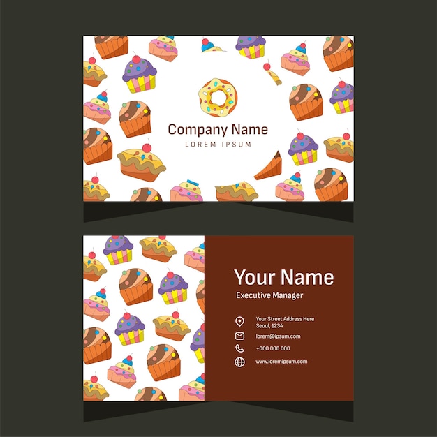 Vector bakery shop horizontal business card template