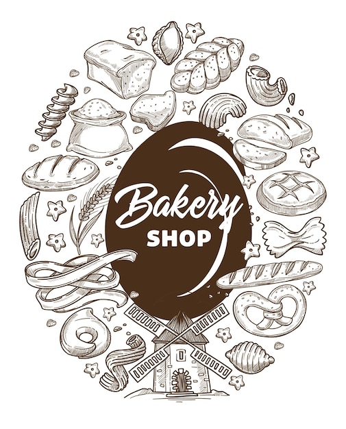 Bakery shop pastry and baked products banner